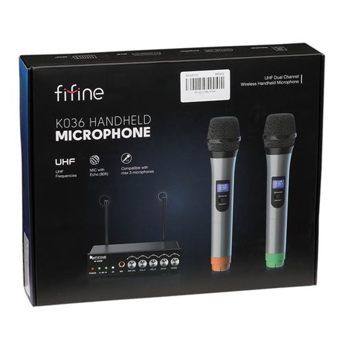 FIFINE K036 Dual Wireless Microphones System for Gig, Home Karaoke wit
