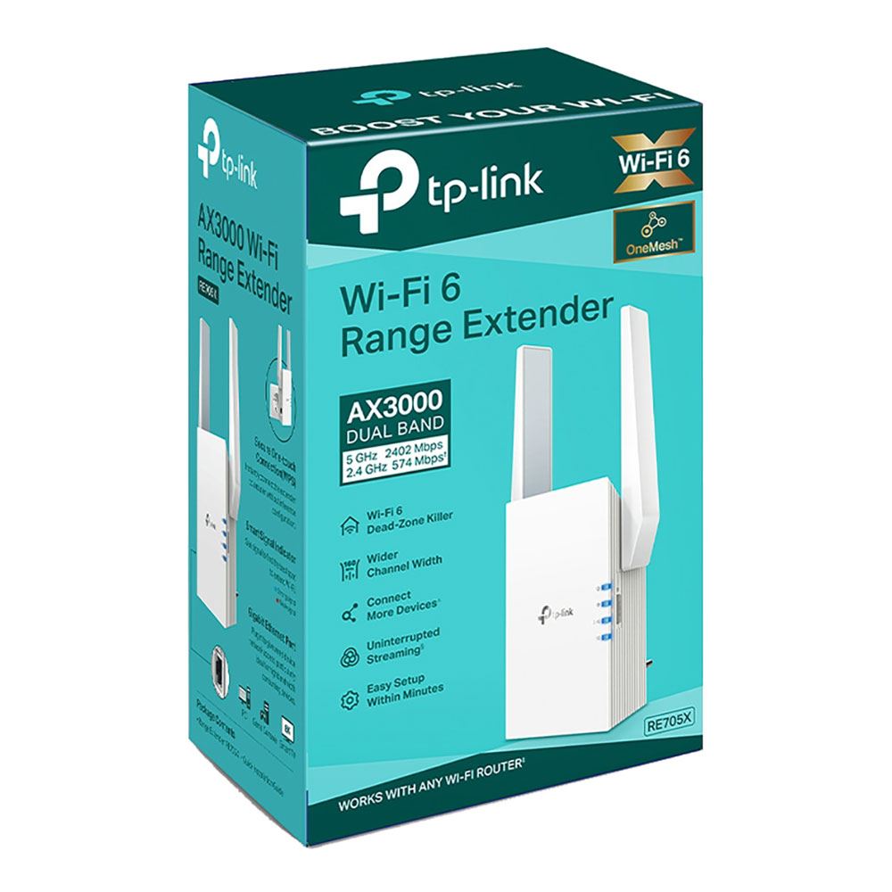 tp-link wireless ax3000 wi-fi 6 range extender (re705x)