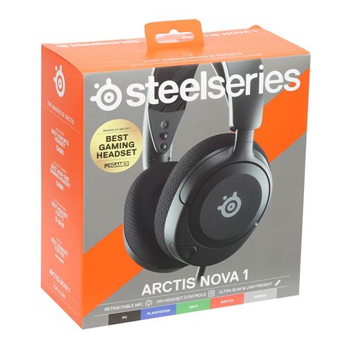  SteelSeries Arctis Nova 1 Multi-System Gaming Headset — Hi-Fi  Drivers — 360° Spatial Audio — Comfort Design — Durable — Ultra Lightweight  — Noise-Cancelling Mic — PC, PS5/PS4, Switch, Xbox - Black : Video Games