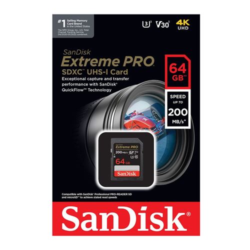 SanDisk Extreme Pro - flash memory card - 64 GB - SDXC UHS-I -  SDSDXXU-064G-ANCIN - Memory Cards 
