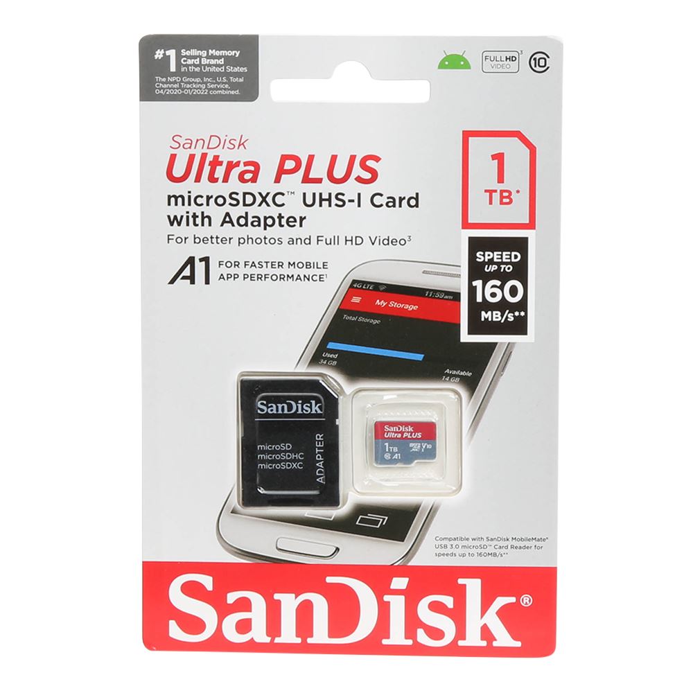 SanDisk 1TB Ultra PLUS MicroSDXC Class 10 / U1 / UHS-1 / V10 Flash ...