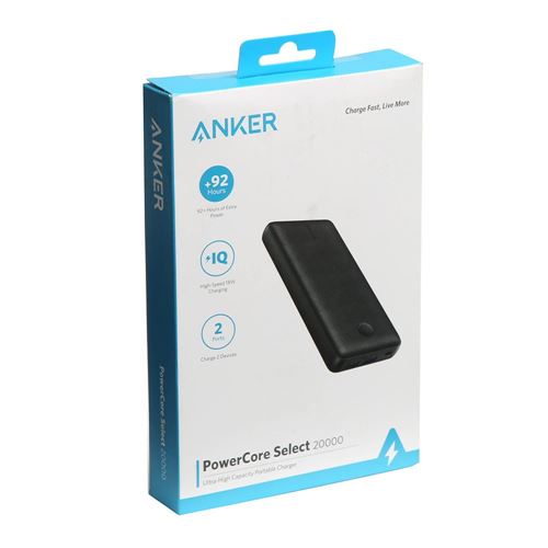 Anker PowerCore Select 20000, 20000mAh Bank with 2 USB-A Ports, 2.0 18W External Battery with MultiProtect and - Micro Center