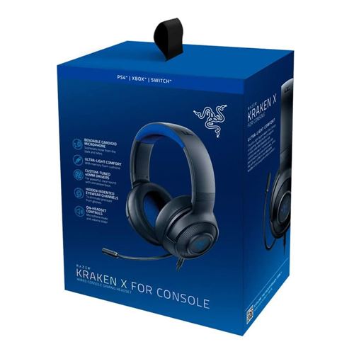 Op tijd schuifelen Percentage Razer Kraken X Wired Gaming Headset w/ 7.1 Surround Sound; Bendable  Cardioid Microphone, Unidirectional ECM Boom, - Micro Center