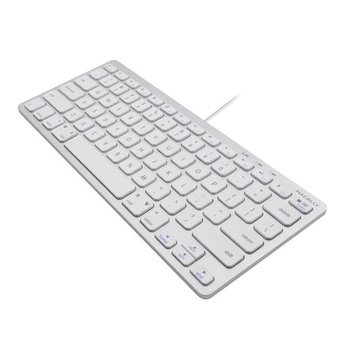  Macally Small Wired Keyboard for Mac and Windows - 78 Scissor  Switch Keys Compatible Apple Keyboard - USB Mini Keyboard That Saves Space  and Looks Great - Plug and Play Wired