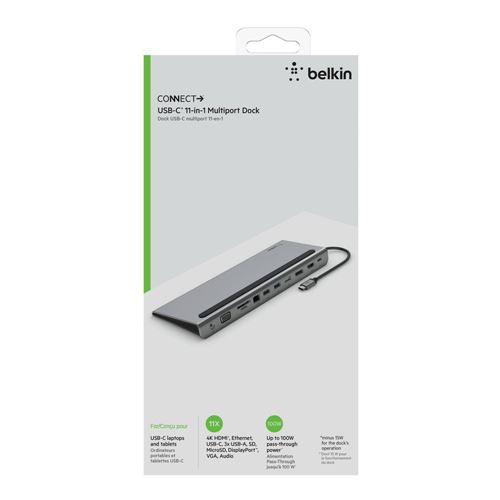 Belkin USB C Hub, 11-in-1 MultiPort Adapter Dock with 4K HDMI, DP, VGA, USB- C 100W PD Charging, 3 USB A, - Micro Center