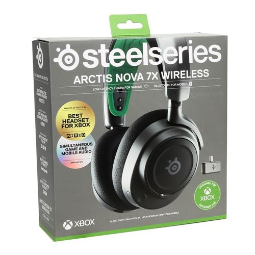  SteelSeries Arctis Nova 7P Wireless Multi-Platform Gaming &  Mobile Headset — Nova Acoustic System — 2.4GHz & Simultaneous Bluetooth —  38Hr Battery — USB-C — Gen2 Mic — PS5, PS4, PC