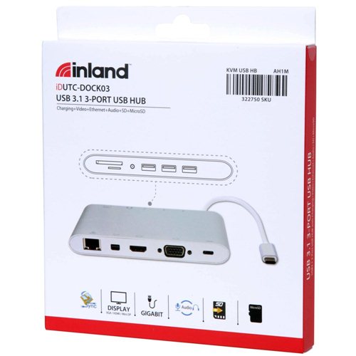 Inland USB-C Hub with 4K HDMI, VGA, USB 3.0 and 3.5mm Audio port - Micro  Center