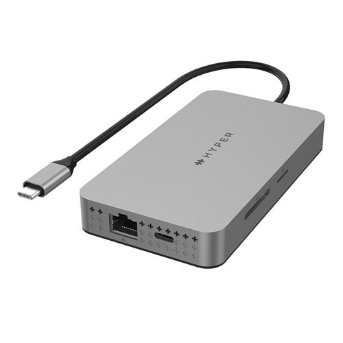 Hyper HyperDrive Dual 10 Port USB-C Hub, 4K HDMI, Ethernet, 1 USB-C, 2 USB-A,  microSD/SD, travel dock for M1/M2/M3 MacBook Gray HDM1H - Best Buy