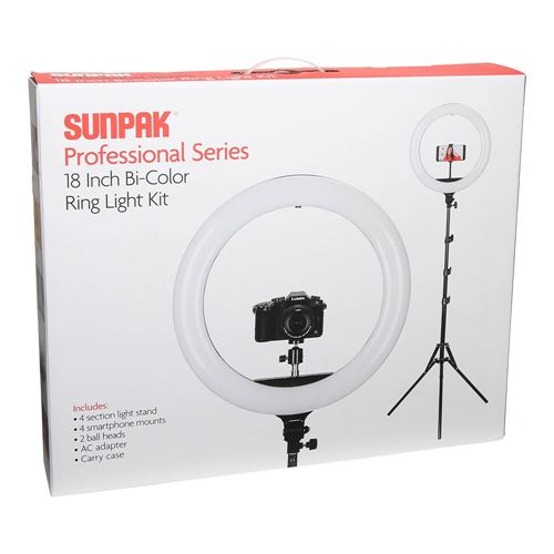 Sunpak LED 448 19 Bi-Color Ring Light Kit Black VL-LED-448-19RK