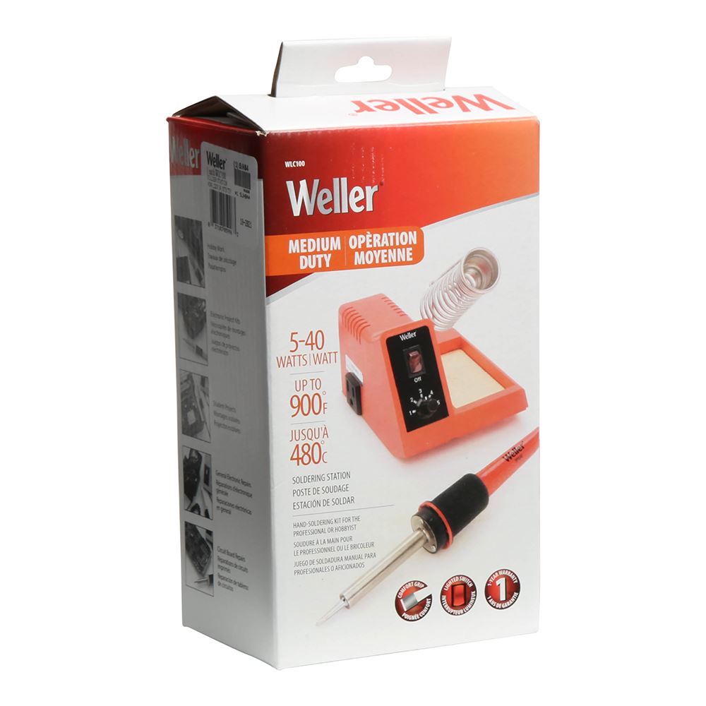 Weller WLC100 40Watt Soldering Iron Station Kit; ST3 Ironplated