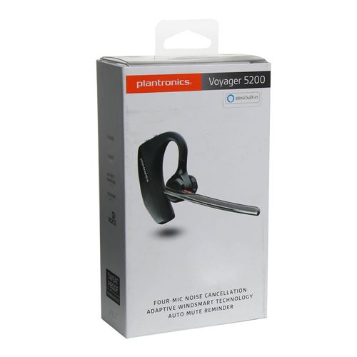 Headset Plantronics Active Noise Canceling Bluetooth Black - Over-the-Ear 5200 - Voyager Wireless Center Micro