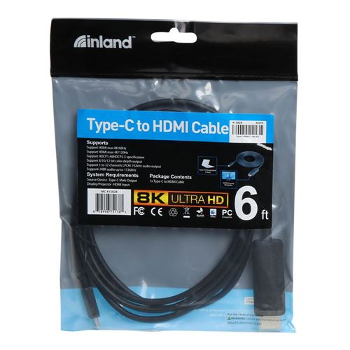 Inland HDMI 2.1 Cable (Black) - 6 ft. (2 Pack) - Micro Center