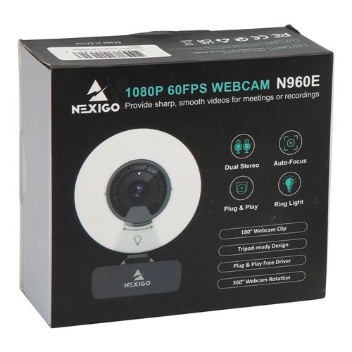 NexiGo Cámara web N960E 1080P 60FPS con luz, software