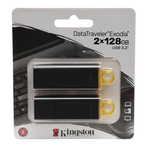 september Supplement frugtbart Kingston 128GB DataTraveler Exodia SuperSpeed+ USB 3.1 (Gen 1) Flash Drive  - Black 2 pack - Micro Center