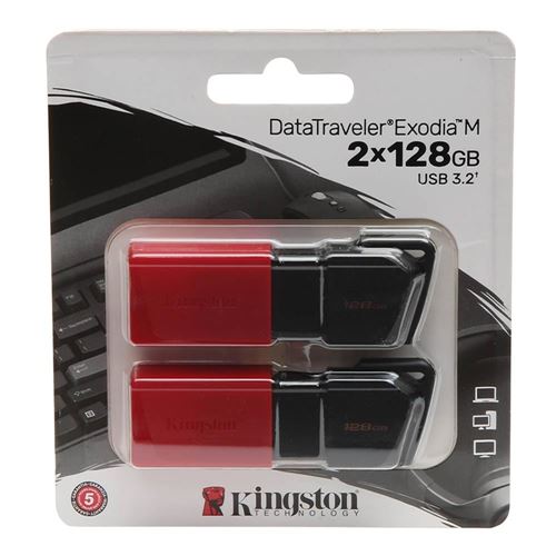Kingston 128GB DataTraveler Exodia M SuperSpeed+ 3.2 (Gen 1) Flash Drive - Red (2-Pack) - Micro Center