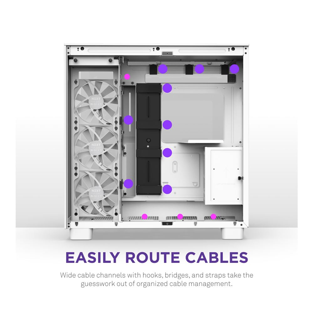 NZXT H9 Flow Tempered Glass ATX Mid-Tower Computer Case - White - Micro ...