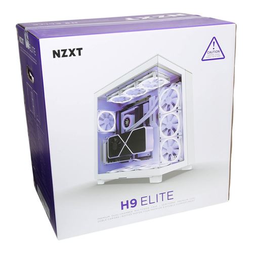 NZXT H9 Elite Tempered Glass ATX Mid-Tower Computer Case - White