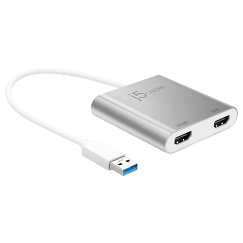 j5create USB 3.1 (Gen 1 Male Dual HDMI Female Multi-Monitor Adapter 7.9 in. - Silver Micro Center