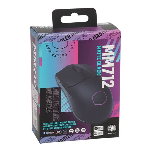 Cooler Master MM712 Hybrid Ultra Light RGB Wireless Gaming Mouse - Black 