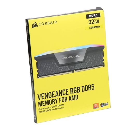 CORSAIR Vengeance RGB 32GB (2 x 16GB) 288-Pin PC RAM DDR5 5200 (PC5 41600)  Desktop Memory Model CMH32GX5M2B5200C40W 