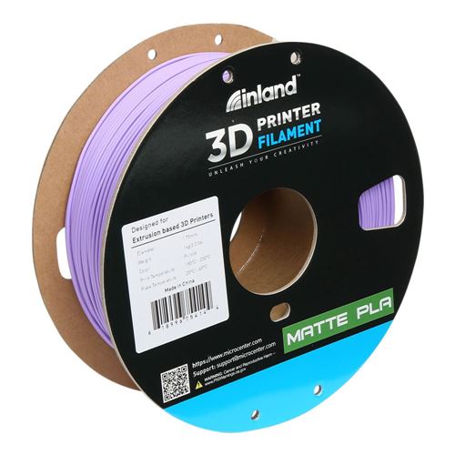 Inland 1.75mm PLA 3D Printer Filament 1kg (2.2 lbs) Cardboard Spool - Matte  Purple; Dimensional Accuracy +/- 0.03mm, FDM/FFF - Micro Center