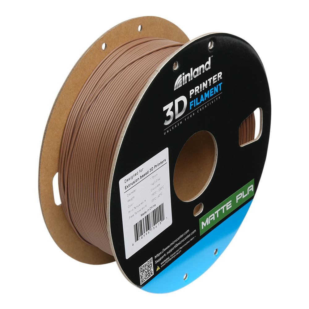 Inland 1 75mm Pla 3d Printer Filament 1kg 2 2 Lbs Cardboard Spool Matte Chocolate