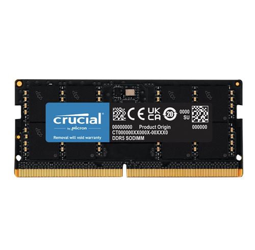 Crucial 16GB PC5-44800 Center Micro - Channel Module CT16G56C46S5 CL46 Laptop - Single Black Memory DDR5-5600