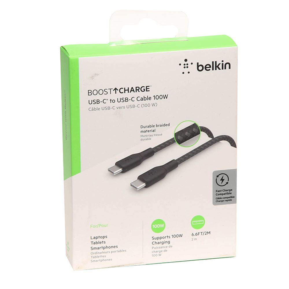 Belkin 100W Braided USB Type-C Braided Cable (Black) - 2 Meter - Micro ...