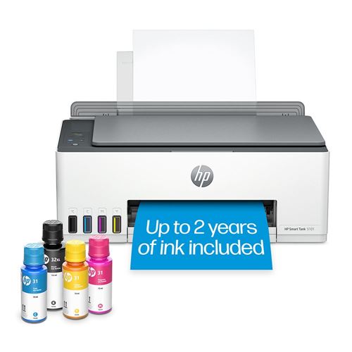 HP Smart Tank 5101 Wireless All-In-One Color Refillable Supertank Printer,  Scanner, Copier (1F3Y0A)