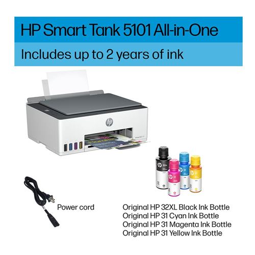 HP Smart Tank 7301e All-in-One InkJet Printer, Color Mobile Print