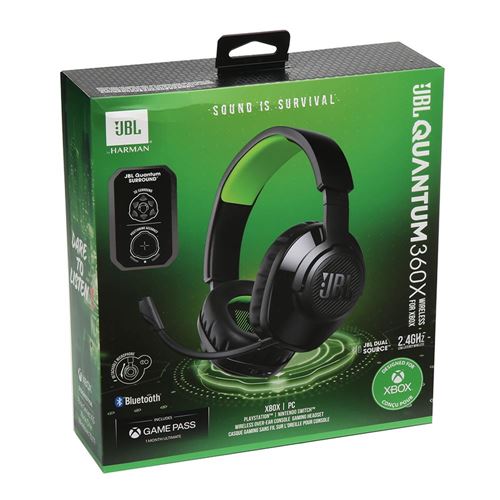 JBL Quantum 360X Wireless Console Headset Micro Over-Ear Gaming Xbox Center Detachable with Boom - for Mic