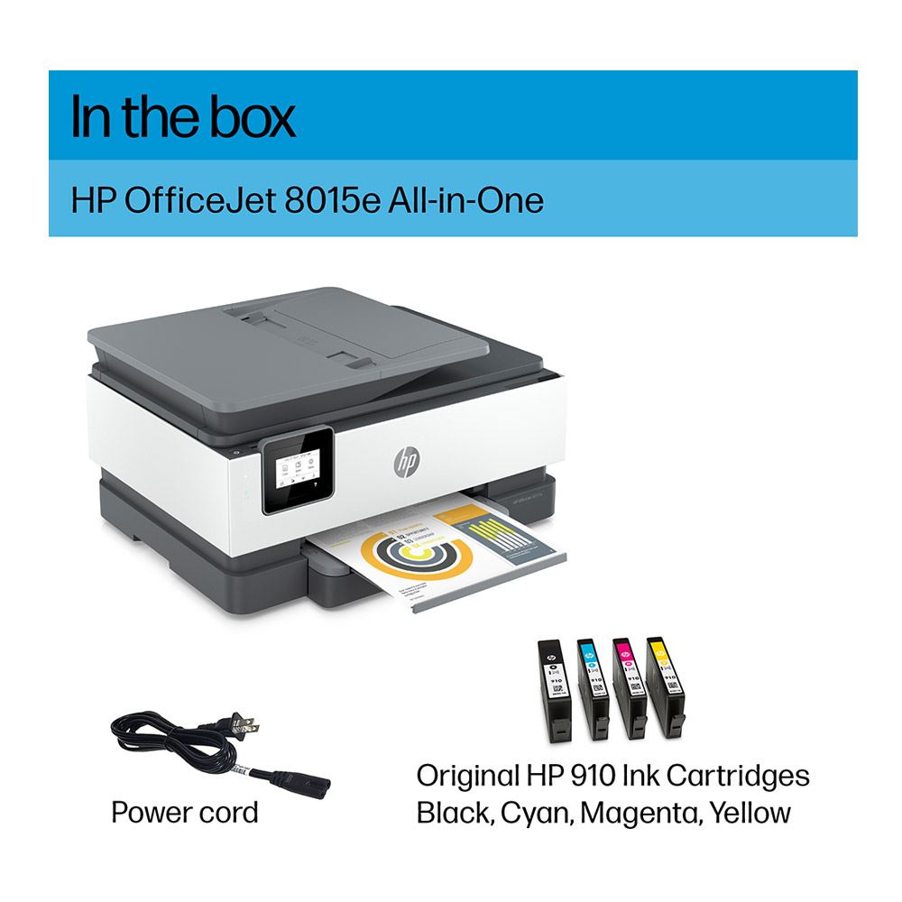 HP OfficeJet 8015e Wireless Color All-in-One Printer; Includes 6 Months ...