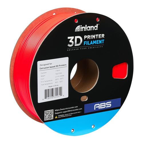 Inland 1.75mm ABS 3D Printer Filament 1kg (2.2 lbs) Spool - UV Luminous  Orange; Dimensional Accuracy /- 0.03 mm; Fits Most - Micro Center