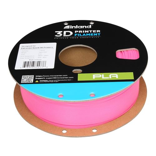 Inland 1.75mm Glow in Dark Fluorescent PLA Filament 1kg Spool (2.2lbs)  Spool - Pink; Dimensional Accuracy /- 0.05 mm; Fit - Micro Center