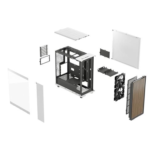 Fractal Design North Tempered Glass ATX Mid-Tower Computer Case - White/Oak  - Micro Center