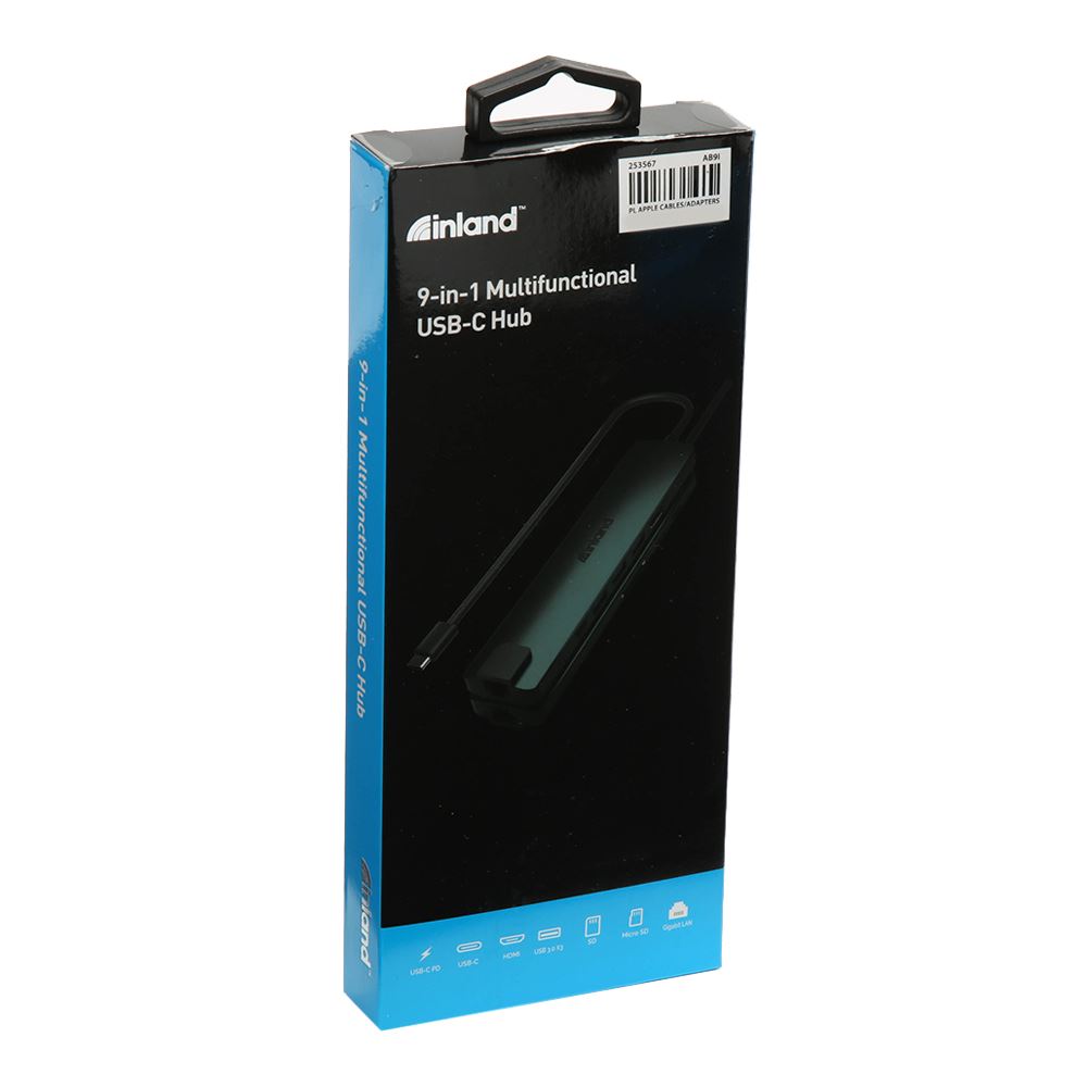 Inland 9in1 USB TypeC Multi Hub (HDMI, USB3.0, USBPD, LAN and Card