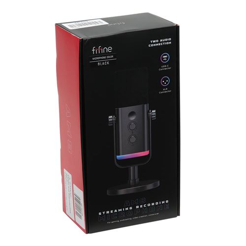 Fifine AMPLIGAME AM8 RGB USB/XLR Microphone - Dynamic Mic - White
