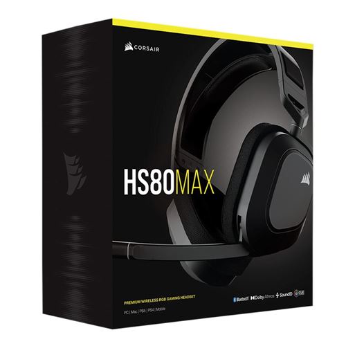 Corsair HS80 MAX Wireless Multiplatform Gaming Headset with Bluetooth -  Dolby Atmos - Broadcast Quality Microphone - iCUE Compatible - PC, Mac,  PS5, PS4, Mobile - Steel Gray 