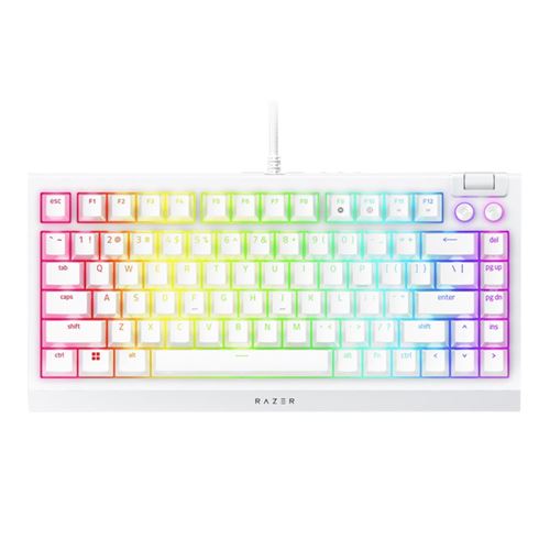 Razer BlackWidow V4 75% Wired Mechanical Gaming Keyboard (Orange Switches)  with Razer Chroma RGB - White - Micro Center