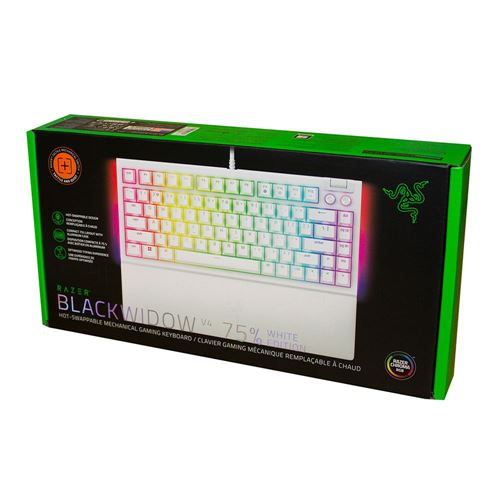 Razer BlackWidow V4 75% Wired Mechanical Gaming Keyboard (Orange Switches)  with Razer Chroma RGB - White - Micro Center