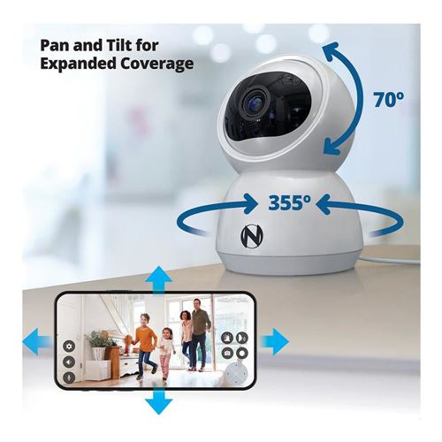 Night Owl - Indoor Wi-Fi IP Plug in 3MP Deterrence Camera with Pan, Tilt and 2-Way Audio - White