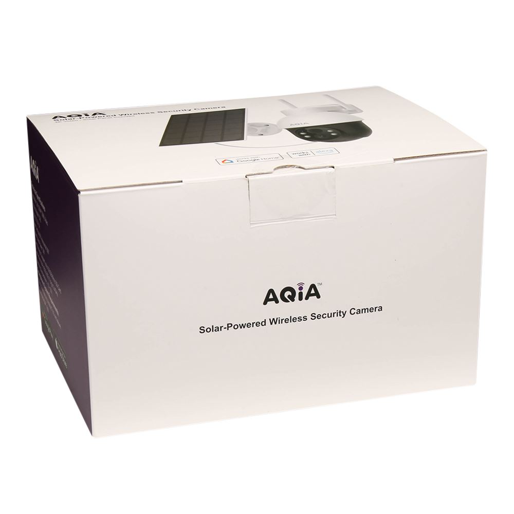 AQiA Solar PT WiFi Security Camera; Indoor/Outdoor; 1440p Resolution