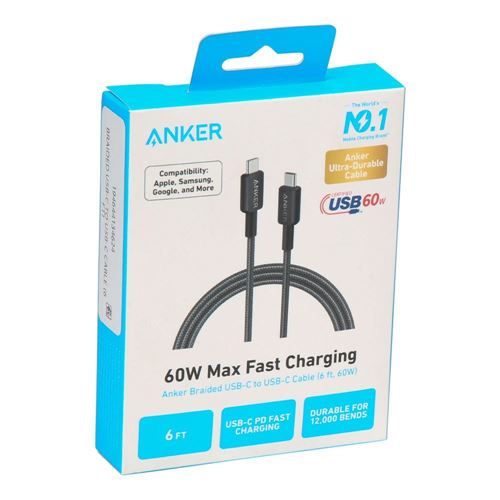 Anker 322 USB-C to USB-C Cable (6ft Braided) - Micro Center