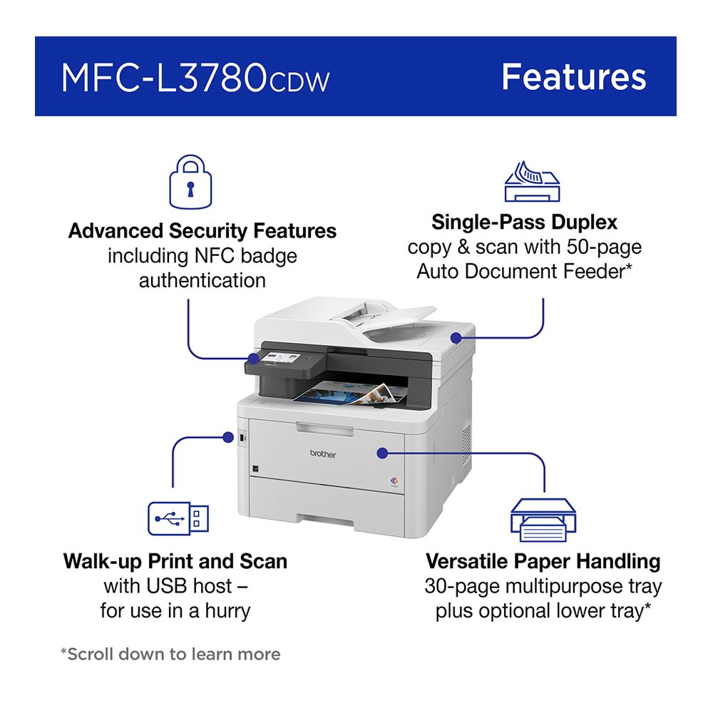 Brother Wireless MFC-L3780CDW Digital Color All-in-One Printer - Micro ...