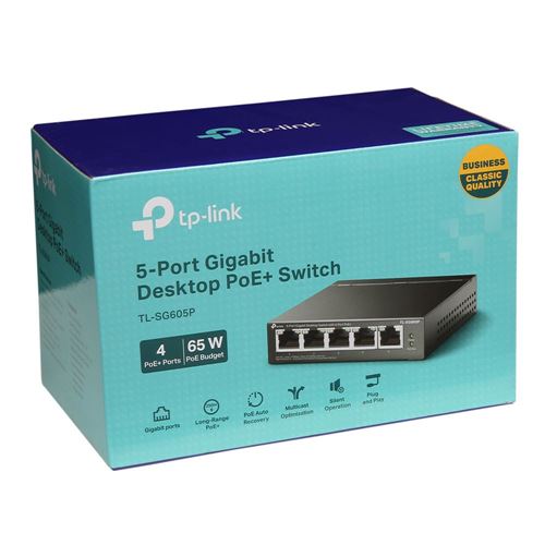 TP-LINK TL-SG105PE 5 Port Gigabit PoE Switch 4 PoE+ Port 65W Easy Smart  Plug & Play Shielded Ports Support QoS, Vlan, IGMP - Micro Center