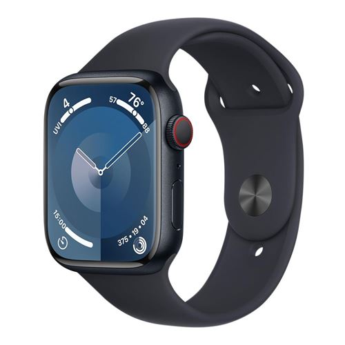 Apple Watch Series 9 45mm Aluminum Case (Midnight); Cellular + GPS Signal;  Retina LTPO OLED Display; Medium/Large Sports - Micro Center
