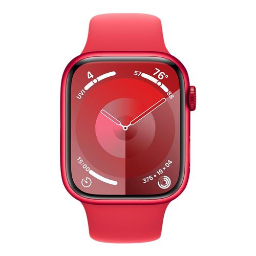 Apple Watch Series 9 45mm Aluminum Case (Red); GPS Signal; Retina LTPO OLED  Display; Medium/Large Sports Wrist Band - Micro Center