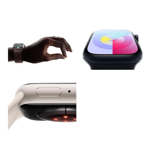 Apple Watch Band Wrist Sports (Red); Aluminum Case - Signal; OLED Series 45mm Center Display; Retina 9 Medium/Large GPS LTPO Micro