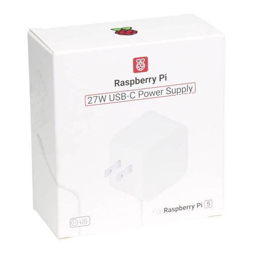 Bloc d'alimentation Officiel Raspberry Pi 5 USB-C 27 W, USB-C Power Supply,  Blanc : : Informatique