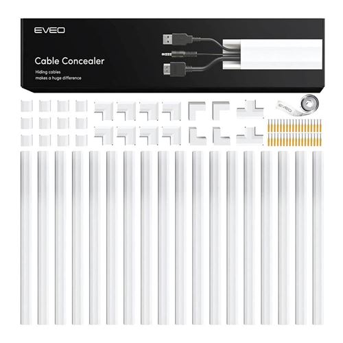 EVEO Cable Concealer System Cable Raceway 306in Paintable - Micro Center